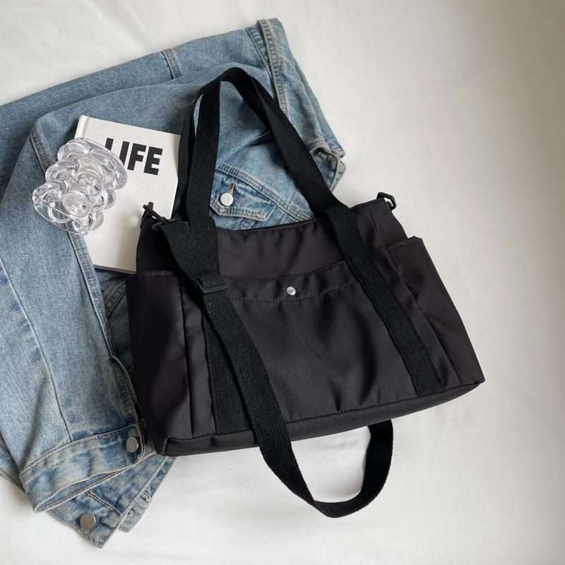 Large Capacity Stylish Canvas Tote Bag For Work And Casual Outings In Black Beige And Khaki Colors