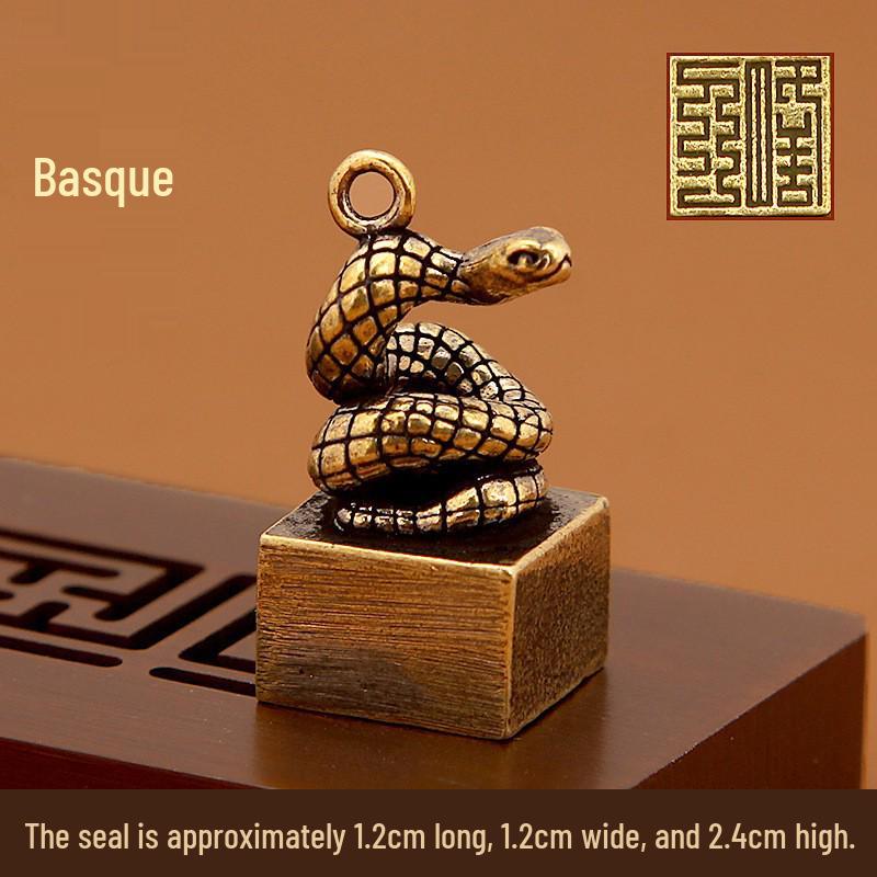 Porta-chaves Selo de Latão do Zodíaco Chinês: Pingente Retrô e Presente Criativo