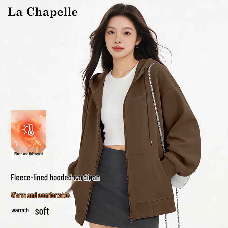 La Chapelle Women s Fleece Lined Hooded Cardigan Sweatshirt XL