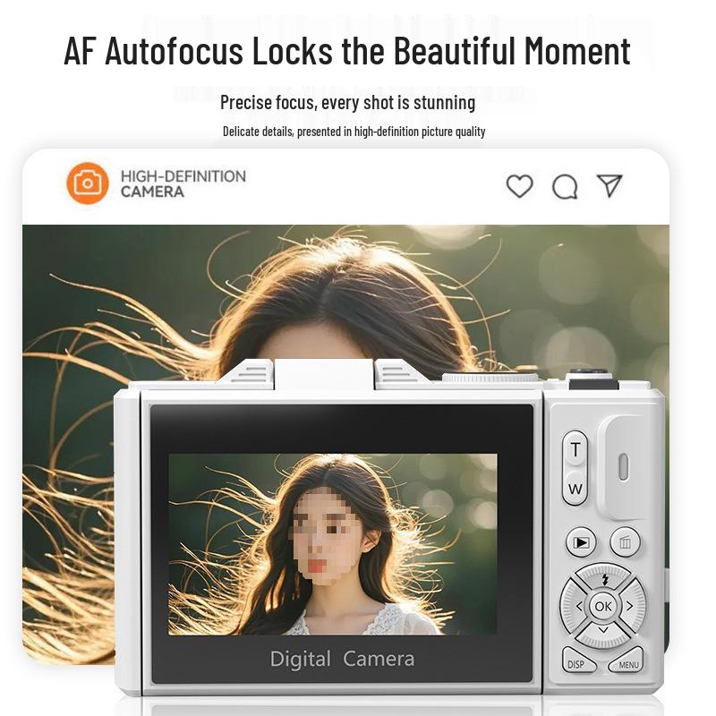 3-inch Flip Screen WiFi Beauty HD Camera, 75MP, 5K Video, 18x Zoom