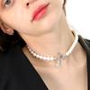 DAMAGE MNEMONIC Freshwater Pearl Logo Necklace _ Pearl Logo Necklace