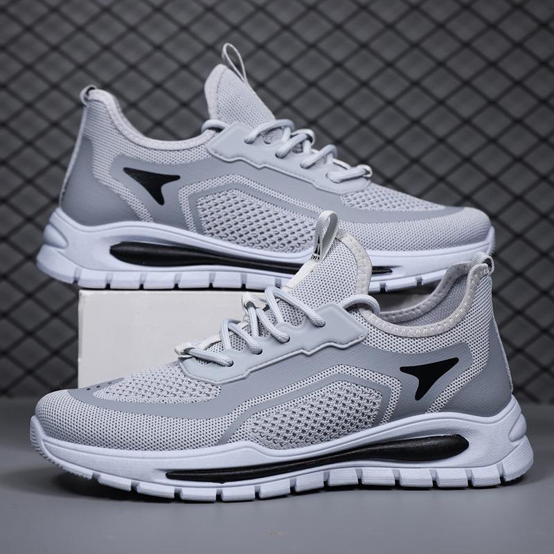 

Мужские весенние кроссовки для бега из дышащего материала Flyknit 2025 - Повседневные, Сетчатые, Универсальные, Трендовые. 42 серый