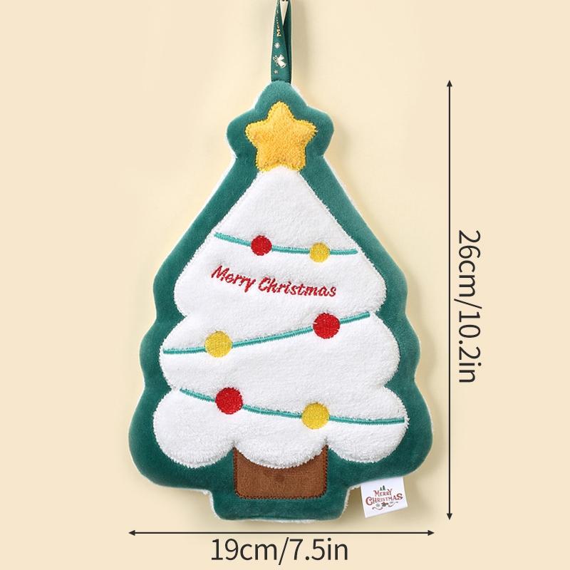 Christmas Decoration Hand Towels Coral Fleece Bathroom Wash Hand Cloth for Kid Kitchen Cleaning Dishcloths  Xmas Gifts