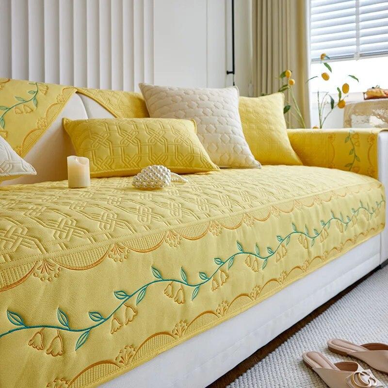 

Embroidery Cotton Sofa Cover Set Non Slip Living Room Furniture Protective Case for Lounger Sofa Bed Cushion 70x70cm 1pcs
