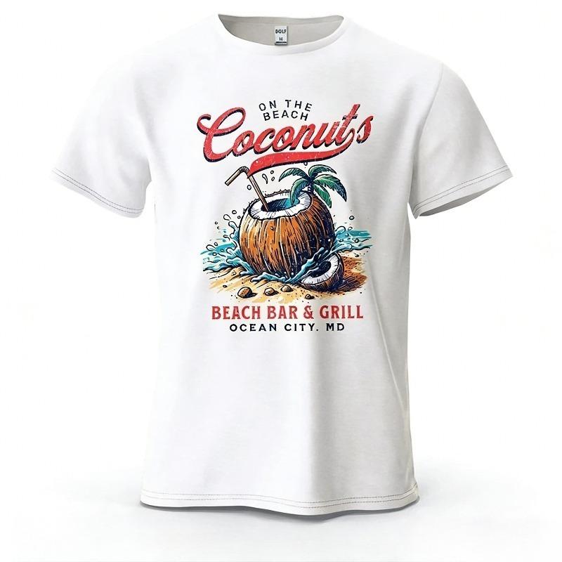 

Mens Beach Outlets Short Sleeve Tshirt Vintage 100 Cotton Casual Summer Sportswear Fitness Breathable Fabric Simple Stylish 2XL