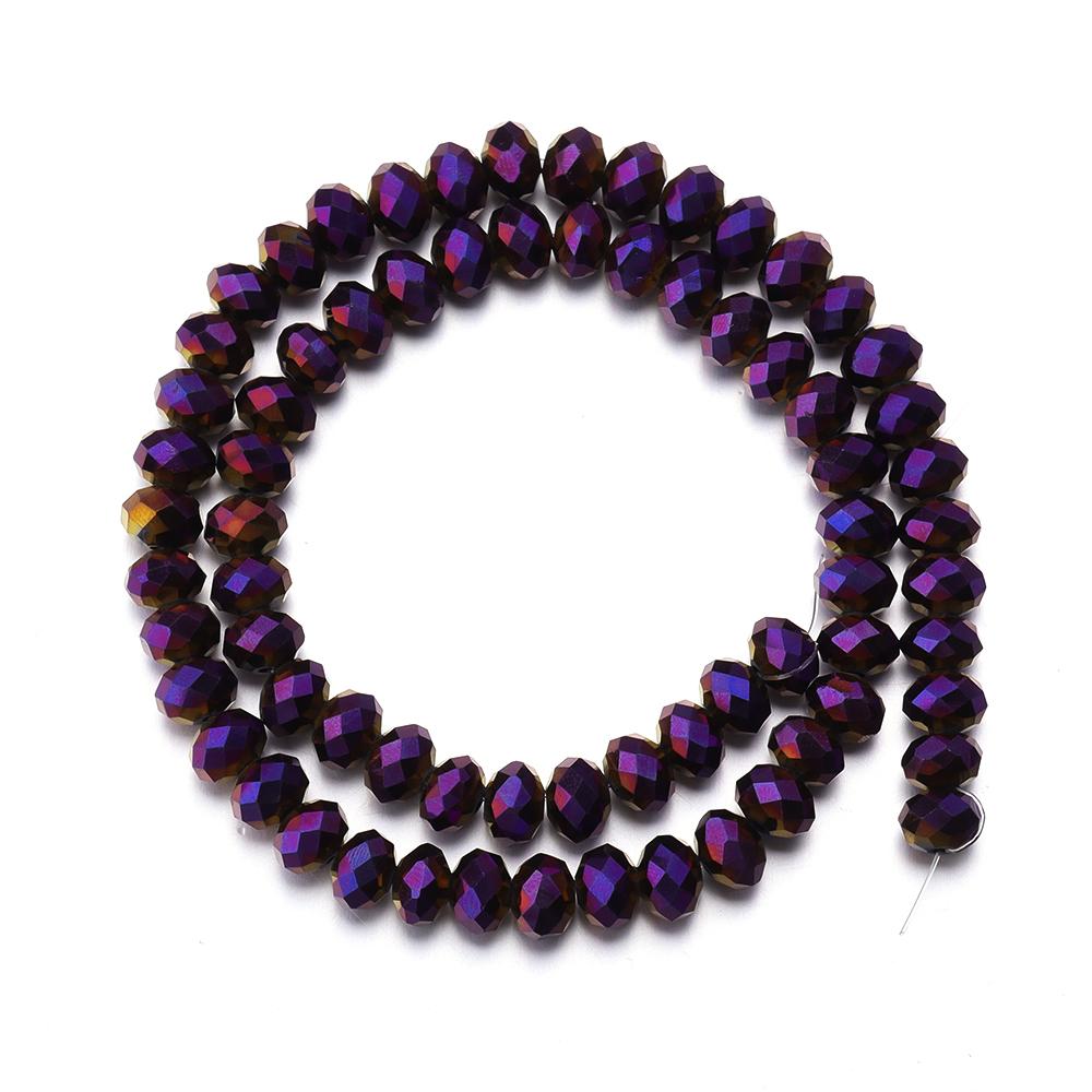 60-130PCS 3/4/6/8/10mm Plated Color Faceted Crystal Glass Beads Abacus Beads Round Flat Loose Spacer Beads For Jewelry Making