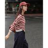 DeMana Women's Classic Stripe Round Neck Knit Sweater