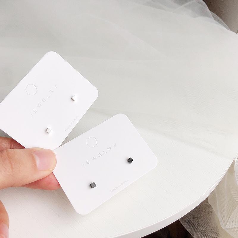 S925 Silber Ohrstecker: Japanischer & Koreanischer Literaturstil, Schlichte Mode, Gebürstetes Mini-Quadratisches Design, Vielseitig für Frauen
