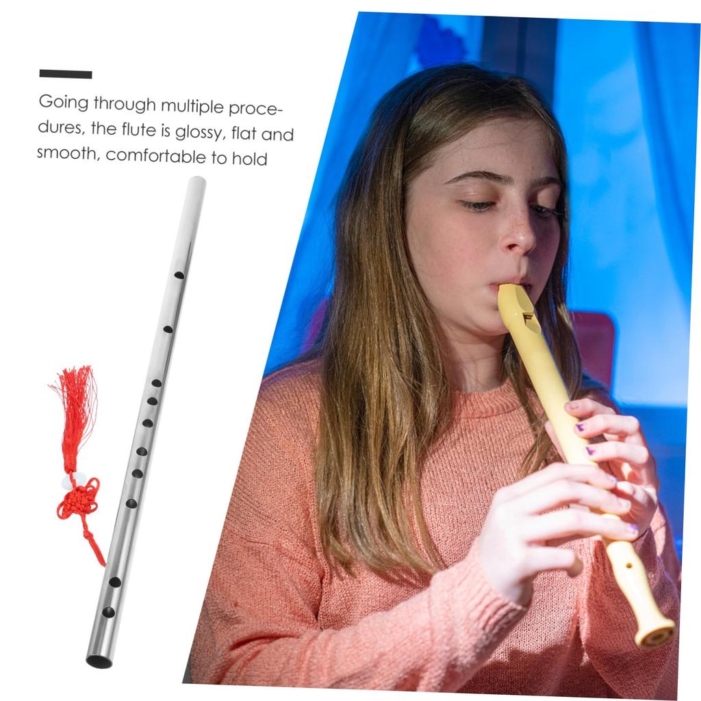 UPKOCH Sprickbeständig, Skadebeständig Stål Bärbar Flöjt, Lätt och Hållbar, Nybörjarflöjt med Precisionshål för Exakt Tonhöjd