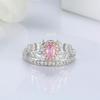 S925 Sterling Silver Crown Ring for Women with Yellow Teardrop Diamond and Pear-Shaped Wheat Ear Design.