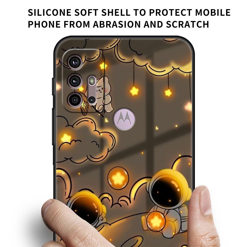 Astronaut Cartoon Case For Motorola G30 G9 Play G82 G52 G60 G8 G9 Power G50 One Fusion Edge 30 20 Black Soft Phone Capas