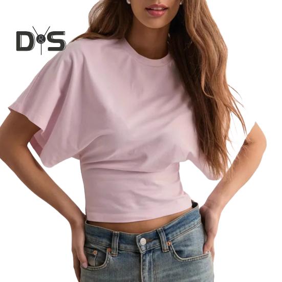 

Женская однотонная футболка с круглым вырезом, дышащая, повседневная, летняя, с коротким рукавом, футболка для работы, повседневной носки, вечеринок XXXXL розовый