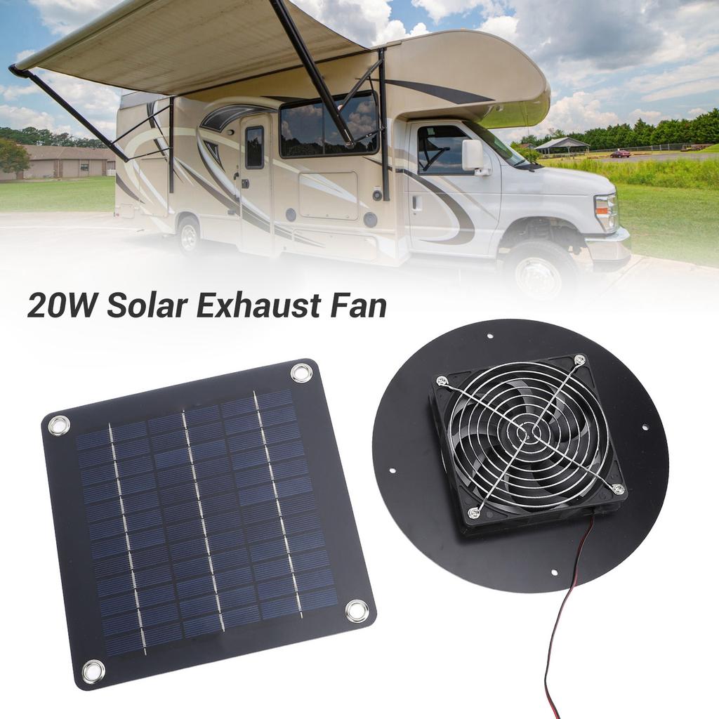 Ventilador Exaustor Solar 20W Versátil de Alta Eficiência Monocristalino Alimentado a Energia Solar para RV Iate