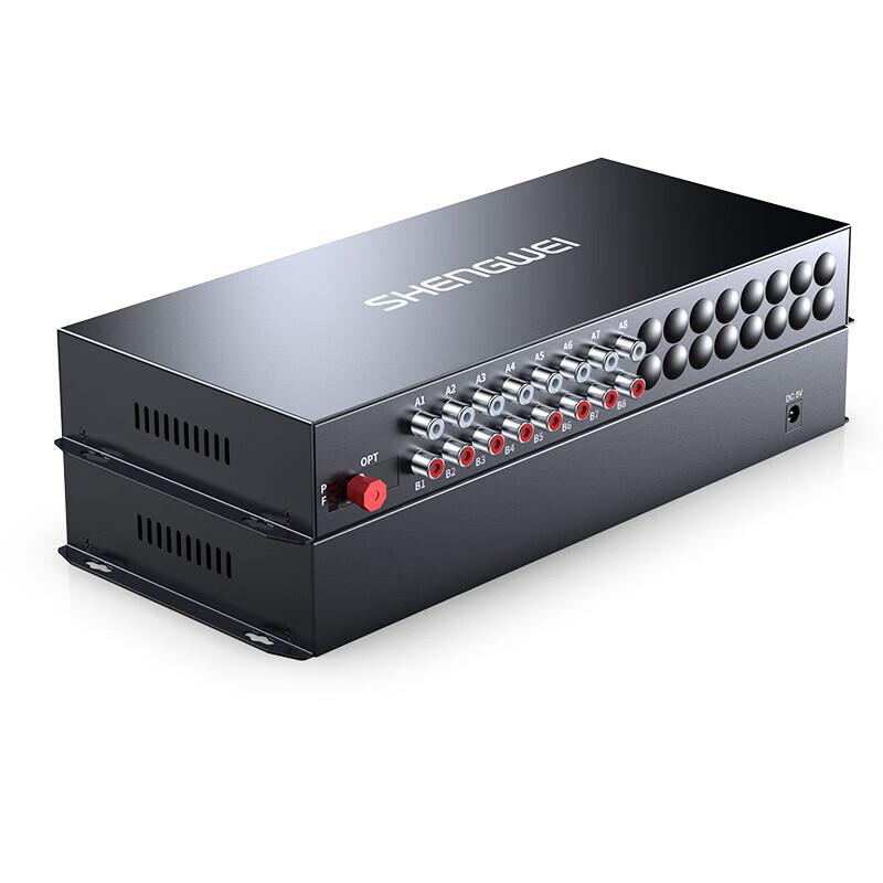 Shengwei 8-Channel Bidirectional RCA Audio Fiber Optic Transceiver