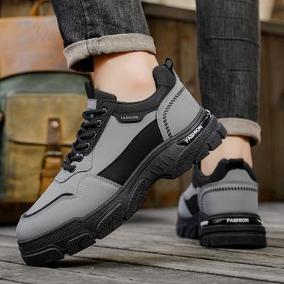 Men Outdoor Work Shoes 2026 Autumn Winter New Waterproof Non Slip Platform Sneakers Fashion Vintage Height Increase Casual Shoes