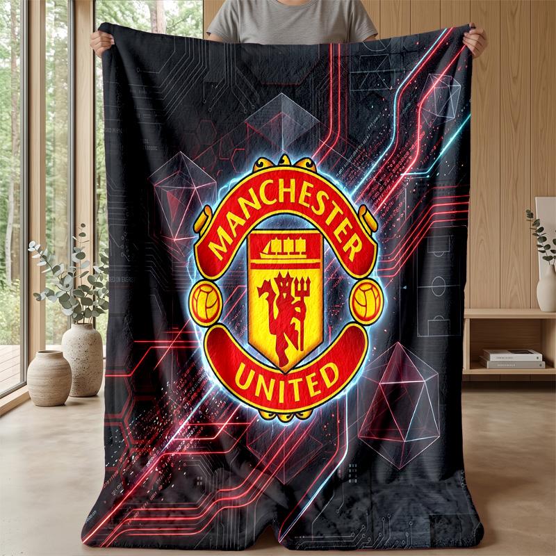 Manchester United Theme Blanket Soft Flannel Blanket Plush Throw Blanket Cozy Sofa Bed Blanket for Home Decor