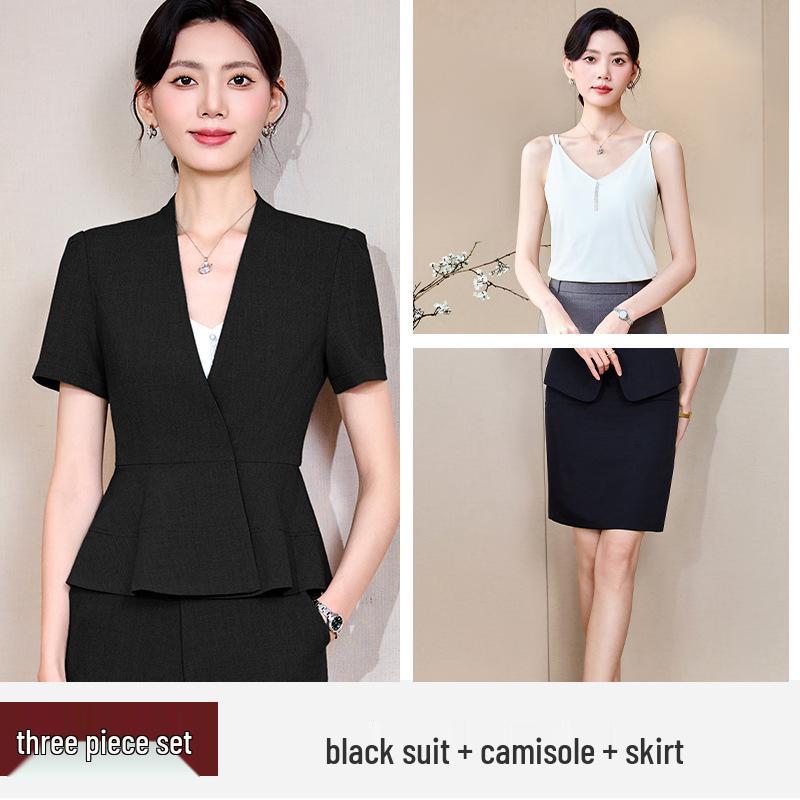 Women's Short Sleeve Professional Suit for Salon and Hotel Work
