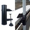 Suporte para Guarda-sol Fixador de Praia Cremalheira Grampo para Varanda Deck Metal Pátio Suporte Externo Peças Pátio Clipe Fixo Preto