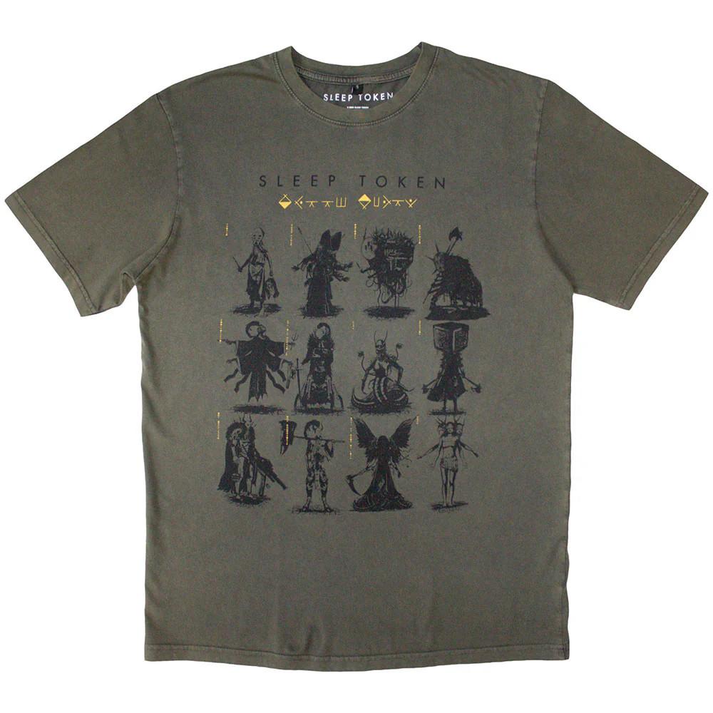 Sleep Token Stone Wash T-Shirt: Grid OFFICIAL NEW L