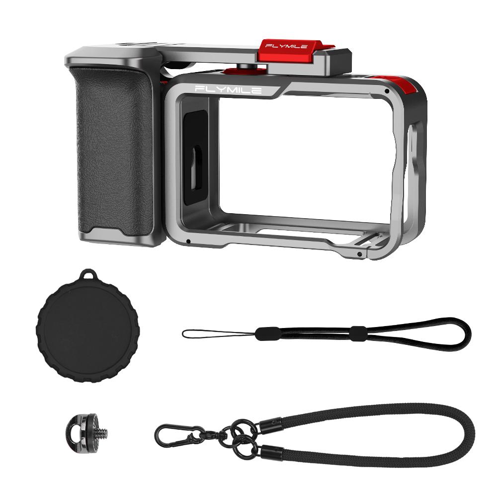 

For DJI OSMO Action 6 Street Grip Kit Camera Aluminum Frame Case With Lens Cap For DJI Action 6 Accessories For Action 6 темно-сірий колір