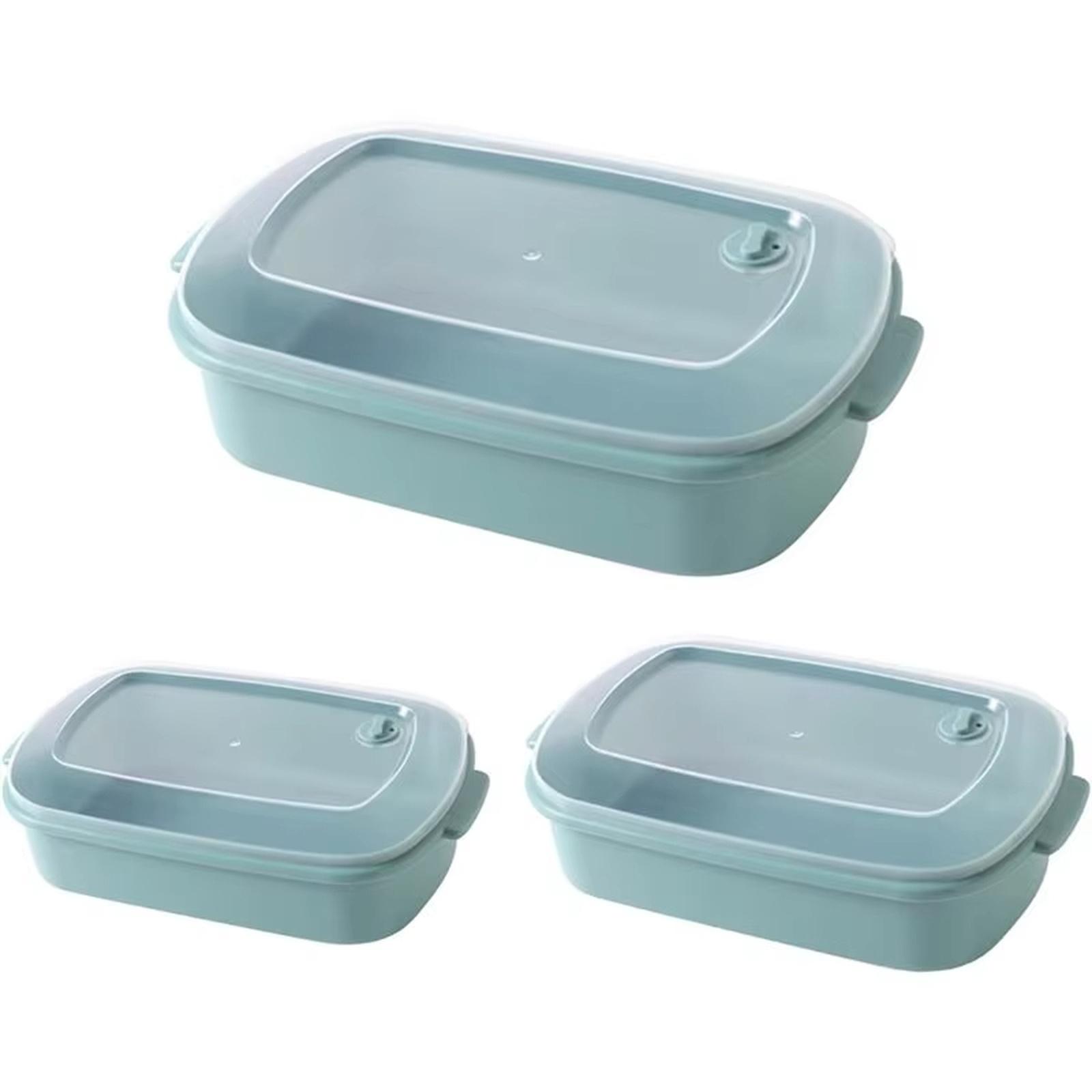 

Food Grade Plastic Storage Containers 3 Pack Rectangular with Vents Microwave Safe Bowls for Fridge Salad one size