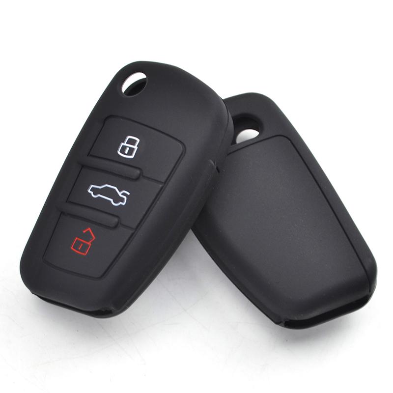 3 Button Silicone Car Remote Key Fob Shell Cover Case For A1 S1 A3 S3 A4 A6 RS6 TT Q3 Q7 2005 2006 2007 2008 2009 - 2013