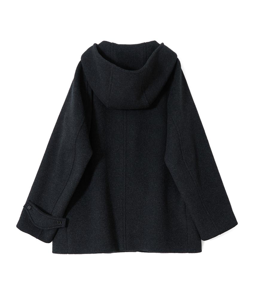 HORLISUN Longgrove Wool Hood Half Coat Melange Black