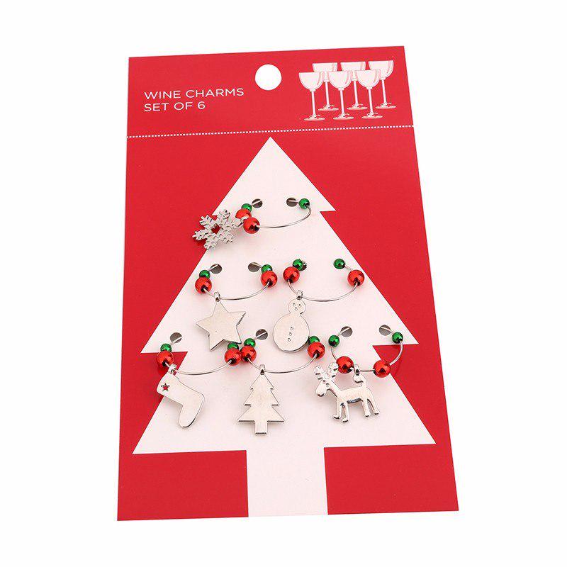 1 Set Christmas Wine Glass Decor Charms Party Cup Ring Table Decor Xmas Pendants Metal Ring Decor KTY