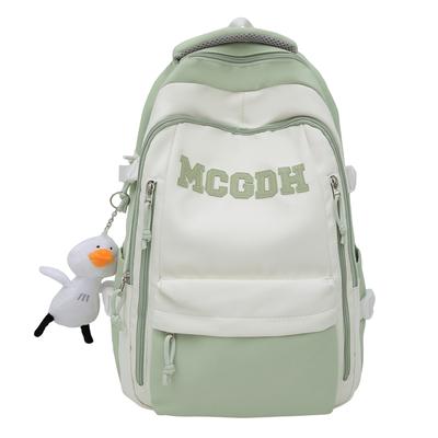 Mochila de grande capacidade, mochila escolar de bloco de cores, estilo universitário, mochila feminina com letras