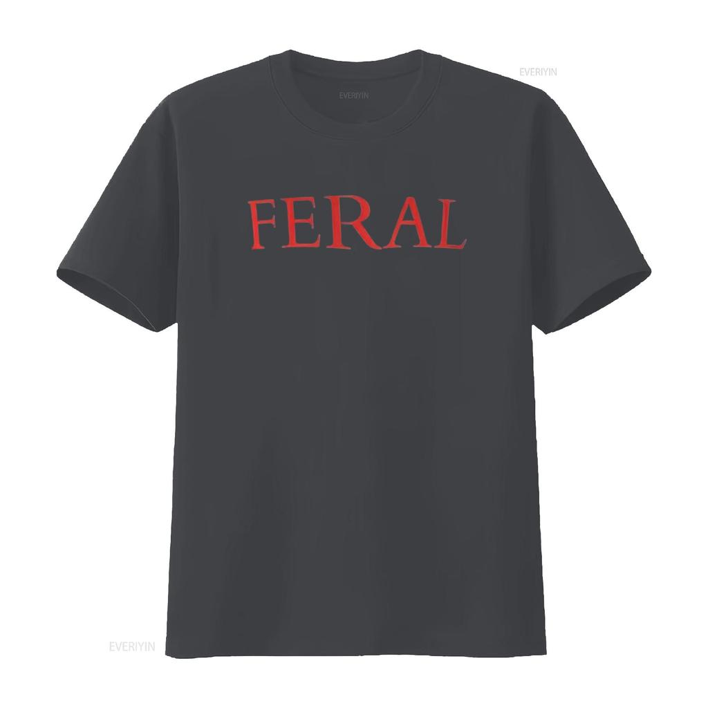 Mens FERAL Paint The Town Red Design Friends T Shirt Black L Vintage Washed Top For Everyday Wear Stretched Unisex Versatile