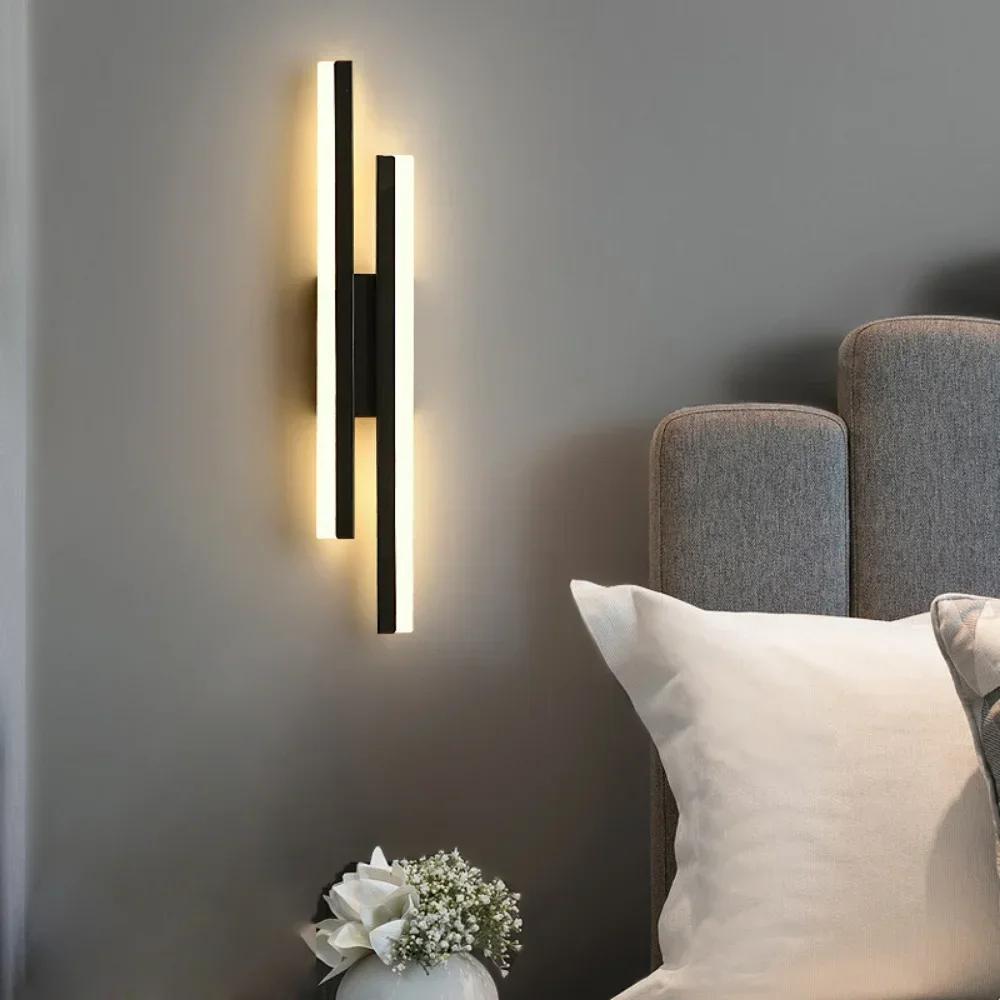 Modern LED Wall Lamp Black Gold Dimmable Decorative Spotlight for Bedroom Living Room Bedside Background Lamp Interior