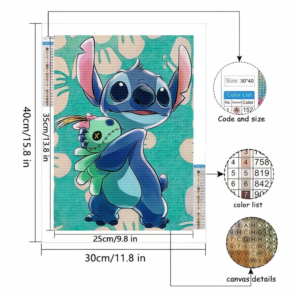 Full Round Diamond Painting Stitch and His Toys Princess Art Rhinestone Picture Mosaic DIY 5D Cross Stitch Embroidery Home Decoration