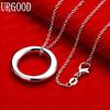 925 Sterling Silver Simple And Versatile Round Ring Pendant Necklace - Stylish Evening Jewelry