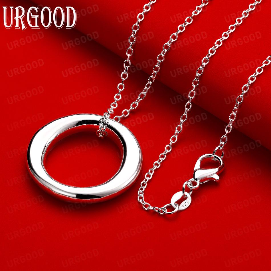 925 Sterling Silver Simple And Versatile Round Ring Pendant Necklace - Stylish Evening Jewelry