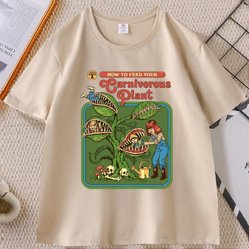 Earnivorous Plant Graphic TShirts Unisex Women Vintage Breathable Cotton Casual T Shirt Soft Comfortable O Neck Short Sleeve Tee