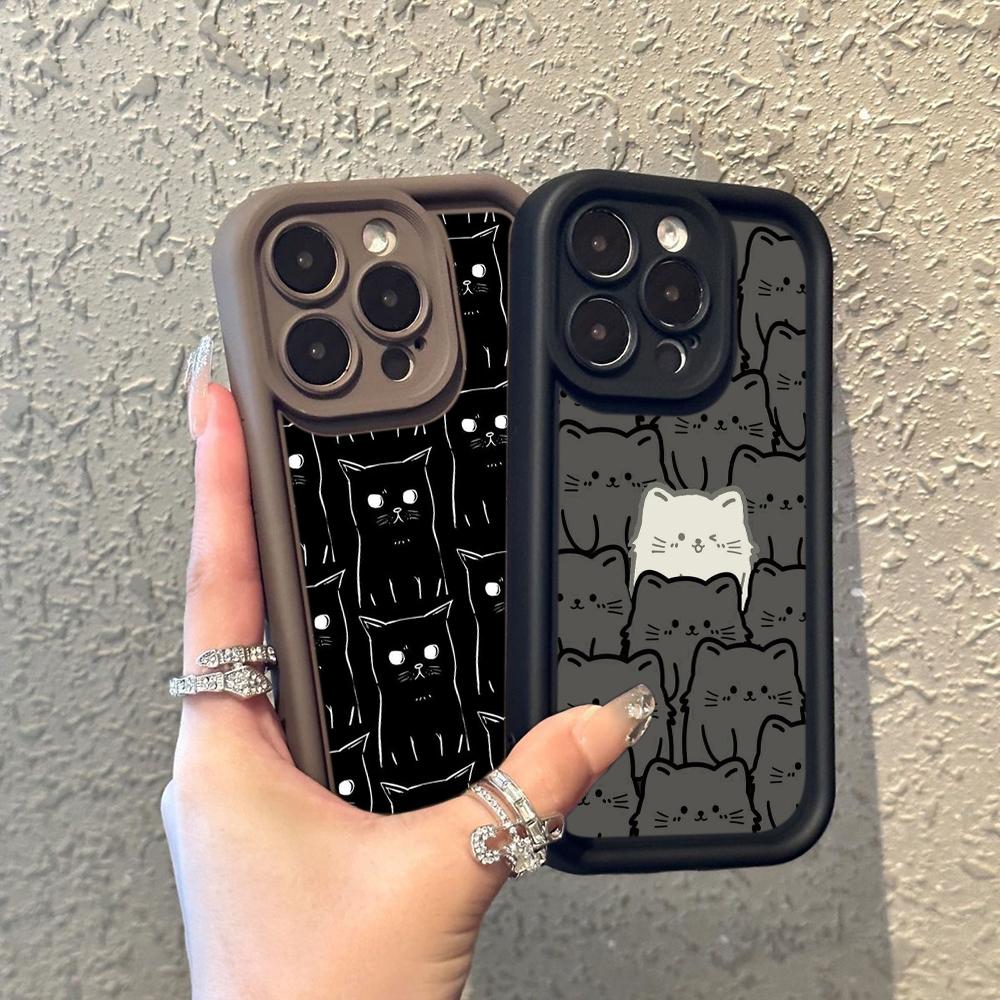 LZ7 Cartoon Cat Cute Silicone Phone Case for iPhone 11 13 14 15 16 Pro Max 7 8 16 Plus 12 Mini XS Max XR Shockproof Back Cover