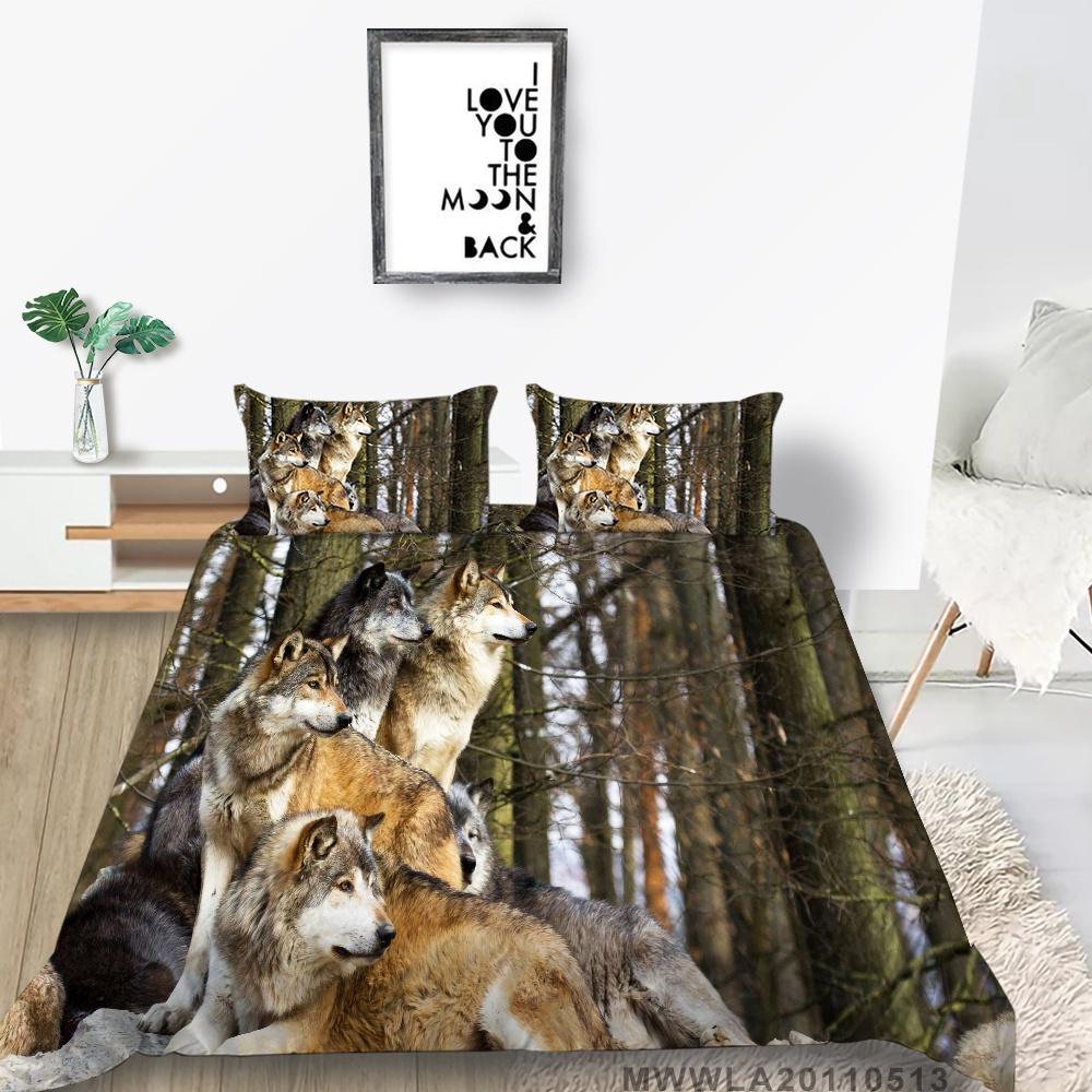 2023 New Style Comforter Cover Set Cool Duvet Covers Highend 3D Wolf Printed Polyester Bedding Cover Set Fashionable Bedclothes
