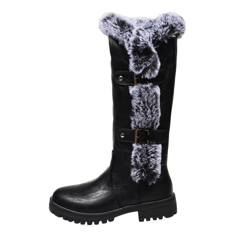 Winter suede knight boots, wool snow boots, women's plus size platform high boots, thick heels, warm cotton shoes