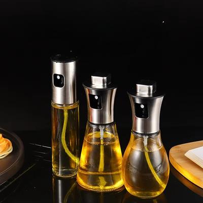 304 Stainless Steel Glass Oil Spray Bottle 1pc - Pressurized Nozzle, Ideal for Kitchen, Outdoor BBQ - No Electricity or Battery