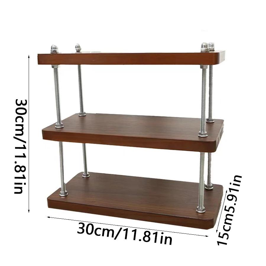 Vintage Wooden Storage Rack Kitchen Organizer Cup Storage Rack Living Room Desktop Storage Bedroom Small Bookshelf Decoration 3-tier