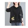 Pure Cotton Long-sleeved Hooded Sweatshirt for Women 2025 New Autumn Korean Cartoon Embroidered Casual Jacket Trendy
