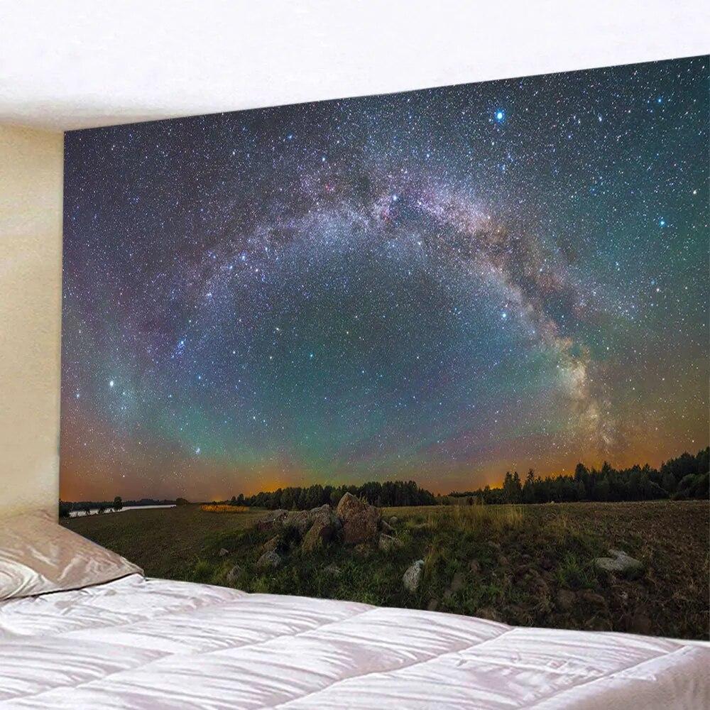 

Зоряне небо Галактика Гобелен Місяць Всесвіт Космічна туманність Настінна тканина для домашньої спальні Прикраса гуртожитку 150x100cm