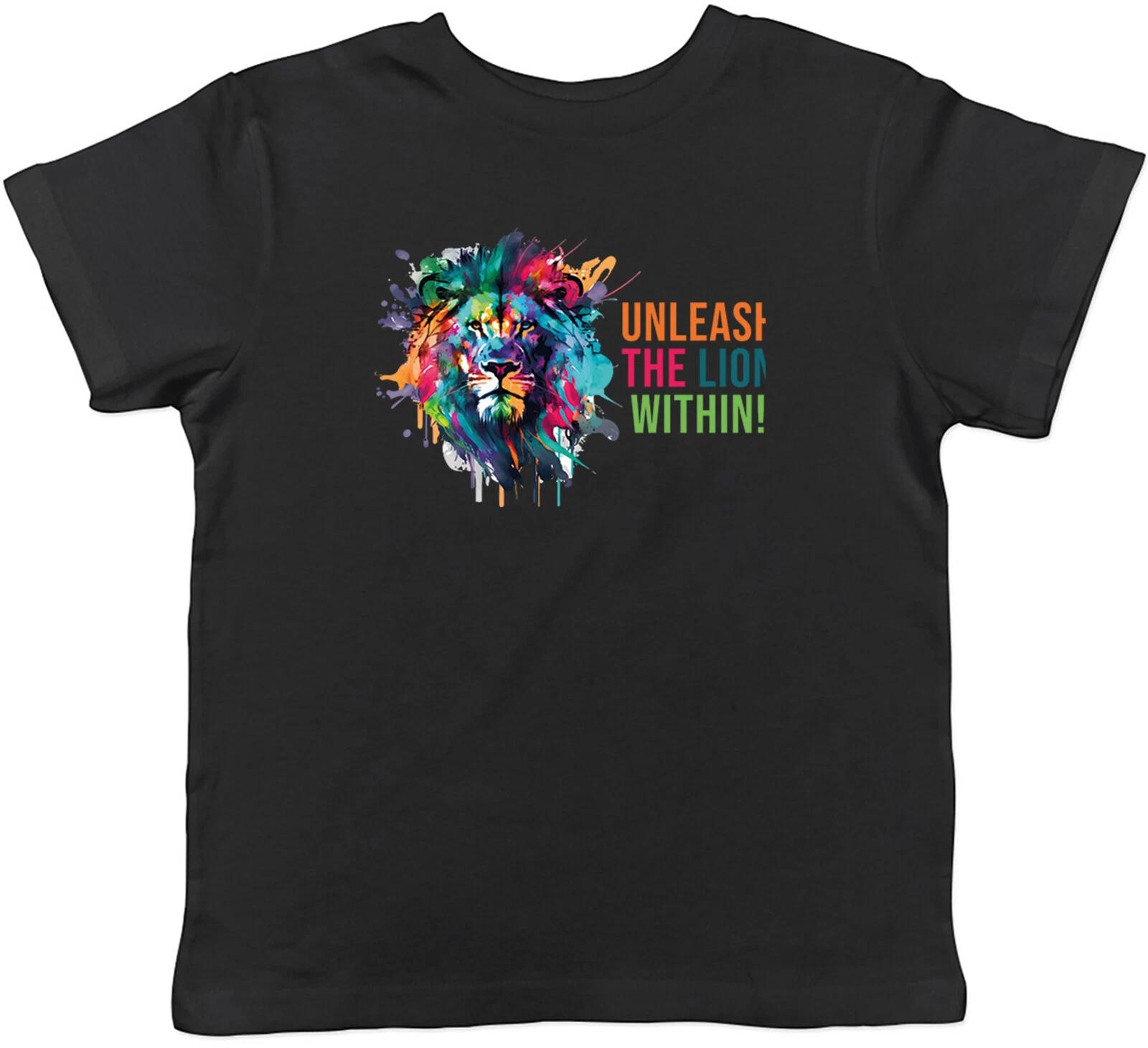 Unleashe the Lion Kids T-Shirt Roarsome Jungle Fierce Lion Childrens Boys Girls 150