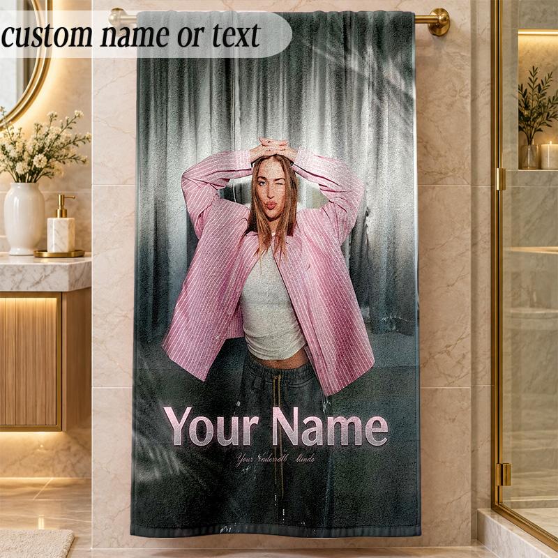 Beach TowelRoxy Dekker Custom Name Text Personalized Soft Towel for Beach Pool Indoor Home Decor Gift