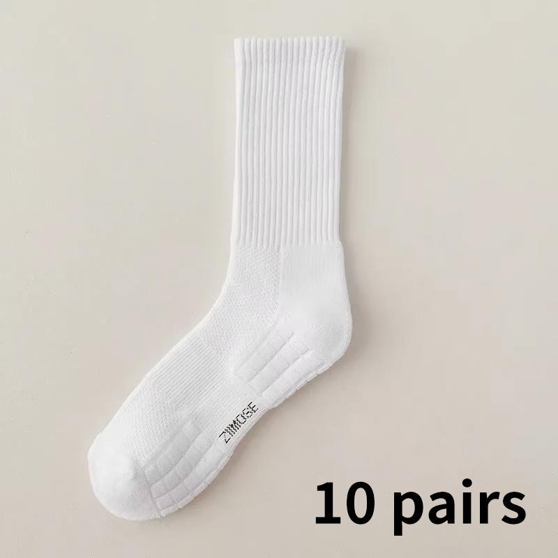 1pc 4pcs 5pcs 10pcs Socks Men's Cotton Spring Towel Bottom with Velvet Mid-tube White Stockings Thickened Sports Basketball Sock
