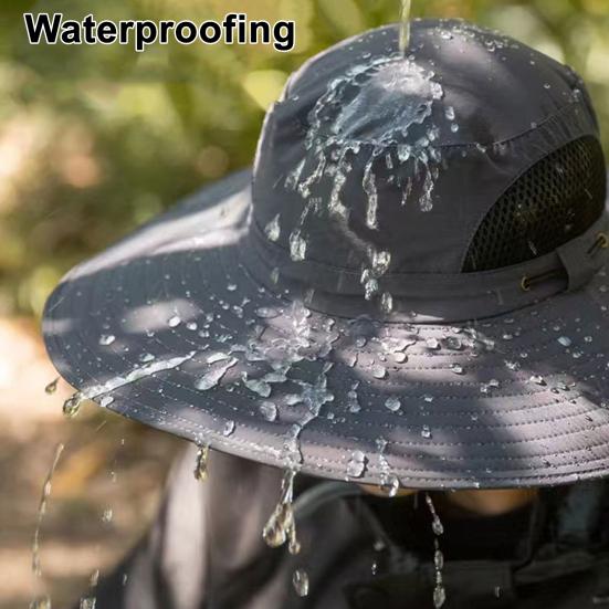 Solar-Ventilator-Hut mit Gesichtsschutz Nackenschutz UV-Schutz Hut mit Solar-Ventilator Wiederaufladbar Atmungsaktiv Herren Sommer Outdoor Angeln Breiter Rand Eimerhut