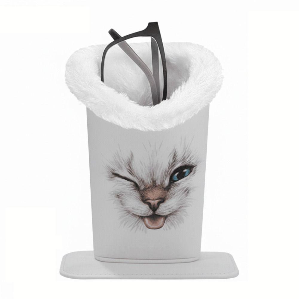 Portable Magnetic Eyeglass Display Stands PU Cat Printing Glasses Storage Box Anti-Scratch Glasses Case for Home Office