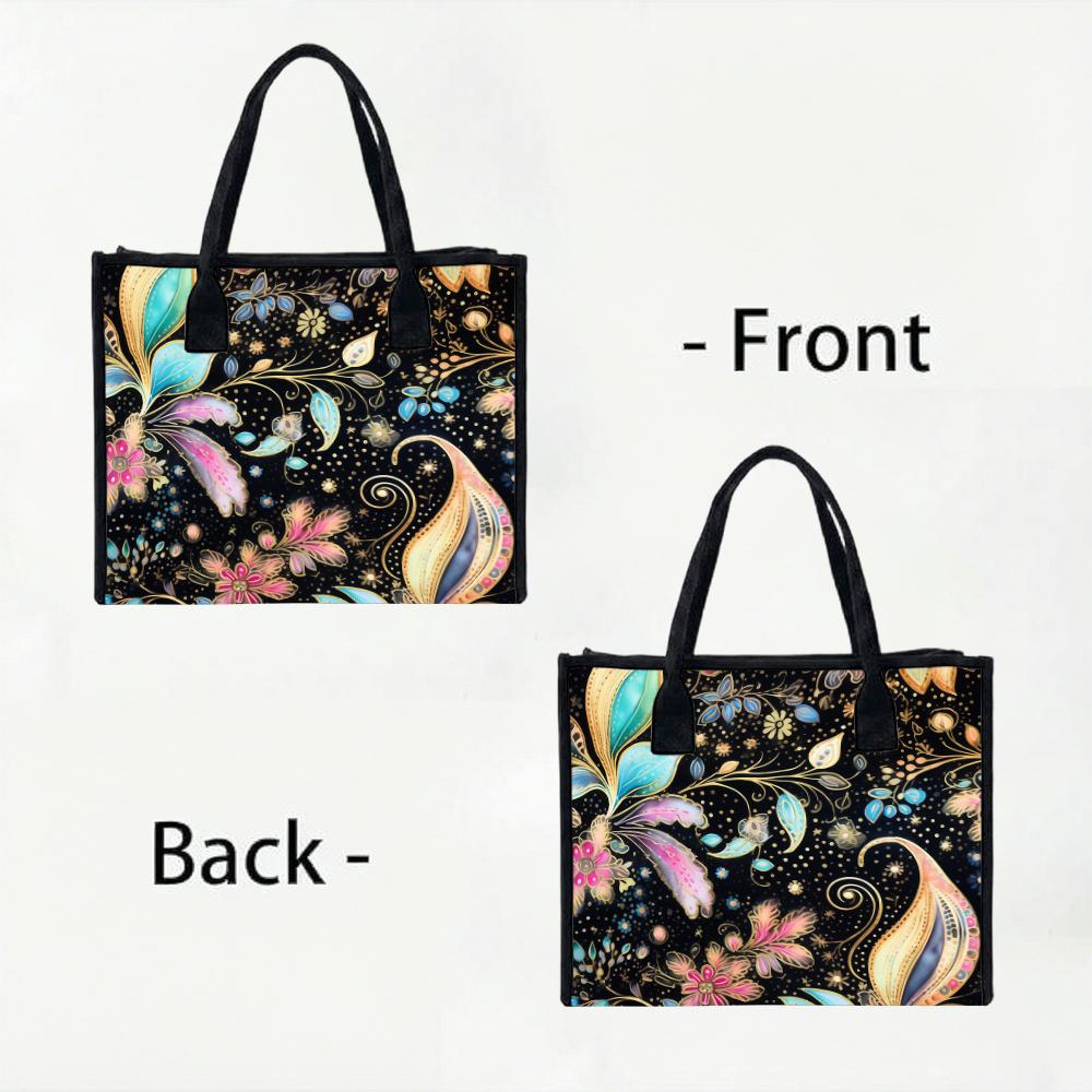 Stylish Floral Tote Bag for Daily Commute and Shopping Use