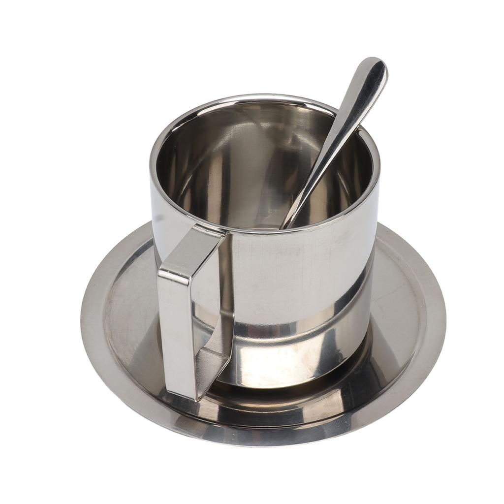 Edelstahl Kaffeetassen Set Doppelwandig Rostfrei Modern Latte Cappuccino Teetasse für Zuhause Büro Café Camping