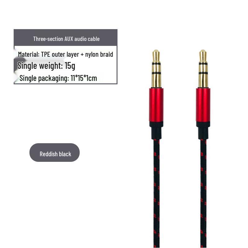 Cable de audio auxiliar de 3,5 mm macho a macho trenzado de nailon para auriculares de coche y móviles